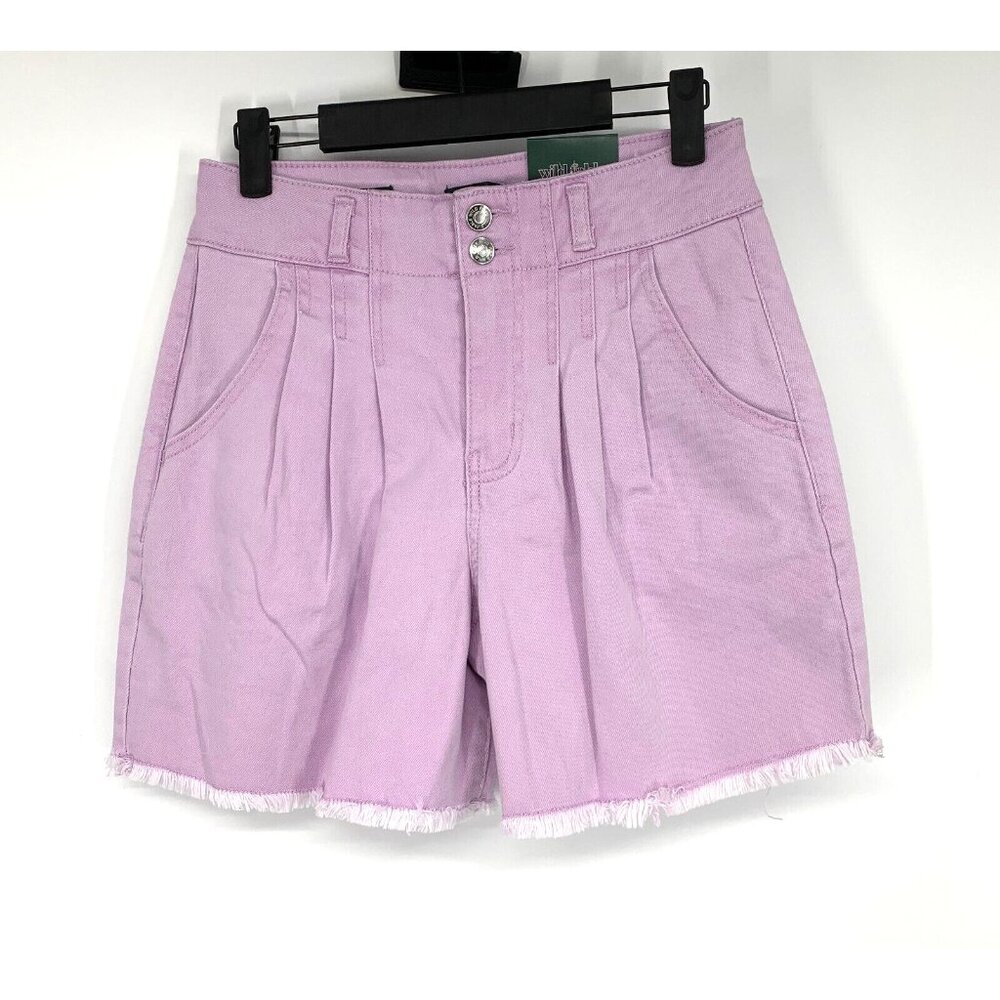 Wild Fable Shorts Purple Highest Rise A Line Pleated Bermuda Fray NWT - Picture 2 of 9